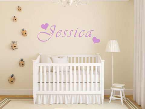 Hearts and Personalised Name - Bedroom Wall Art